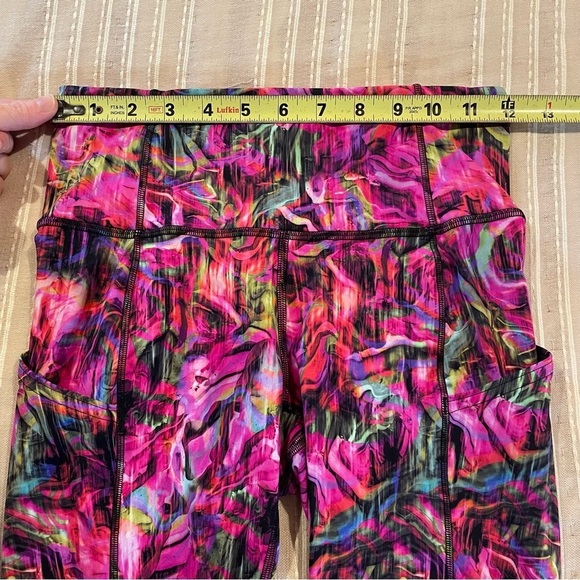 Lululemon Fast & Free High Rise Crop 22" Leggings Hyper Flow Pink Multi 4 W6BE1S - Picture 9 of 11